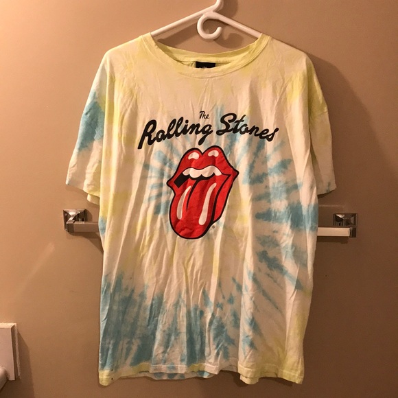 The Rolling Stones Blue & Green tyedye T-shirt - Picture 1 of 4